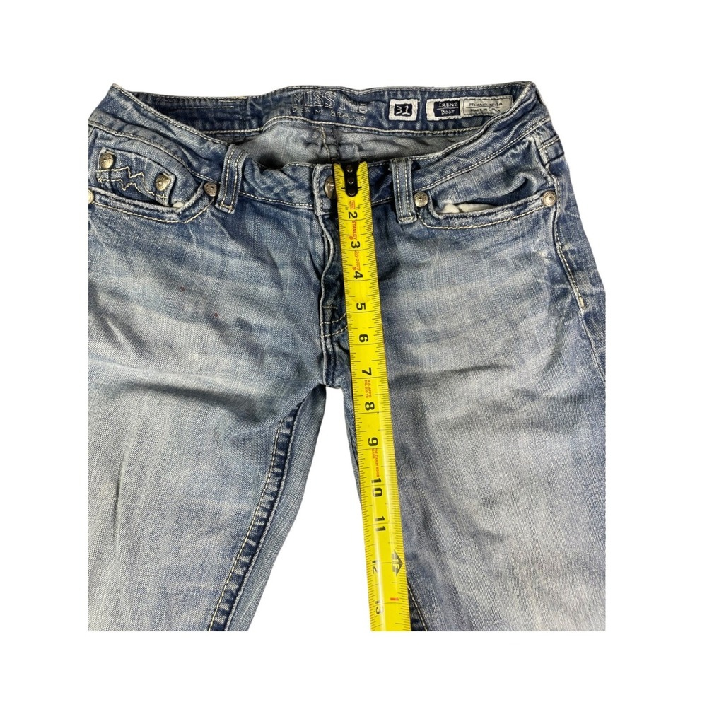 Miss Me Irene Boot Cut Jeans Size 31 Light Wash Distressed Mid Rise Denim - Picture 7 of 11